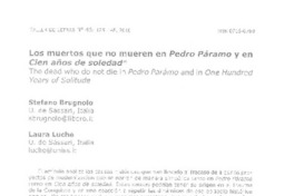 Los muertos que no mueren en Pedro Páramo y Cien años de soledad Los muertos que no mueren en Pedro Páramo y Cien años de soledad