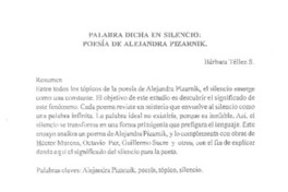 Palabra dicha en silencio Palabra dicha en silencio