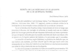 Reseña de Las máscaras en el Quijote de Luis Quintana Tejera Reseña de Las máscaras en el Quijote de Luis Quintana Tejera