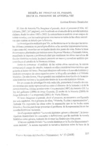 Reseña de Imaginar el pasado, decir el presente de Antonioa Viu