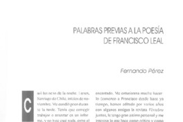 Palabras previas a la poesía de Francisco Leal Palabras previas a la poesía de Francisco Leal