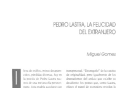 Pedro Lastra, la felicidad del extrajero Pedro Lastra, la felicidad del extrajero