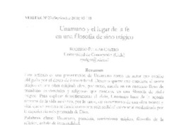 Unamuno y el lugar de la fe en una filosofía de sino trágico Unamuno y el lugar de la fe en una filosofía de sino trágico