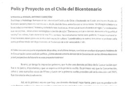 Polis y proyecto en el Chile del bicentenario (entrevista) Polis y proyecto en el Chile del bicentenario (entrevista)
