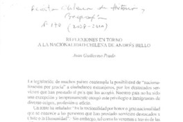 Reflexiones en torno a la nacionalidad chilena de Andrés Bello Reflexiones en torno a la nacionalidad chilena de Andrés Bello