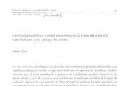 Continuidad política y cambio económico en la China del siglo 21 Continuidad política y cambio económico en la China del siglo 21