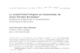 La subjetividad indígena en Ceremonial, de Jesún Morales Bermúdez La subjetividad indígena en Ceremonial, de Jesún Morales Bermúdez