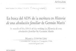 En busca del ADN de la escritura en Historia de una absolución familiar de Germán Marín