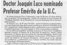 Doctor Joaquín Luco nominado profesor emérito de la U.C.