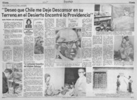 Deseo que Chile me deje descansar en su terreno, en el desierto encontré la providencia" Deseo que Chile me deje descansar en su terreno, en el desierto encontré la providencia"
