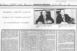 Abogado, notario y poeta traduce en "Madre poesía" su sentimiento creador. Abogado, notario y poeta traduce en "Madre poesía" su sentimiento creador.
