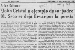 John Cristal a ejemplo de su padre M. Seco se deja llevar por la poesía" John Cristal a ejemplo de su padre M. Seco se deja llevar por la poesía"
