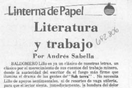 Literatura y trabajo Literatura y trabajo