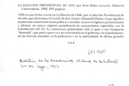 La elección presidencial de 1920 La elección presidencial de 1920