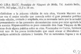 Nostalgia de Vásquez de Mella Nostalgia de Vásquez de Mella