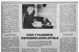 Vida y filosofía en Pedro León Loyola.