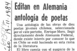 Editan en Alemania antología de poetas.