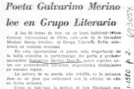 Poeta Galvarino Merino lee en grupo literario. Poeta Galvarino Merino lee en grupo literario.