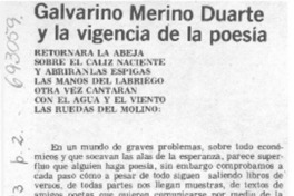 Galvarino Merino Duarte y la vigencia de la poesía. Galvarino Merino Duarte y la vigencia de la poesía.