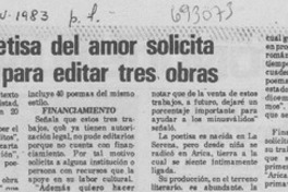 La poetisa del amor solicita apoyo para editar tres obras. La poetisa del amor solicita apoyo para editar tres obras.