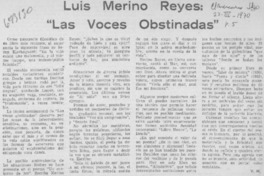 Luis Merino Reyes: "Las voces obstiandas" Luis Merino Reyes: "Las voces obstiandas"