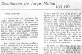 Destitución de Jorge Millas Destitución de Jorge Millas