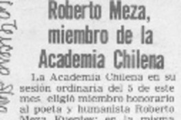 Roberto Meza miembro de la Academia Chilena. Roberto Meza miembro de la Academia Chilena.