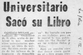 Universitario sacó su libro. Universitario sacó su libro.