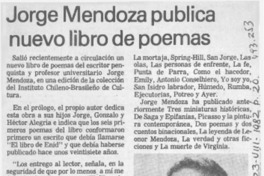 Jorge Mendoza publica nuevo libro de poemas. Jorge Mendoza publica nuevo libro de poemas.