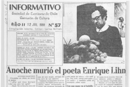 Anoche murió el poeta Enrique Lihn. Anoche murió el poeta Enrique Lihn.