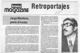 Jorge Mendoza, poeta al trasluz Jorge Mendoza, poeta al trasluz