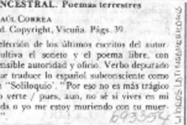 Ancestral, poemas terrestres. Ancestral, poemas terrestres.