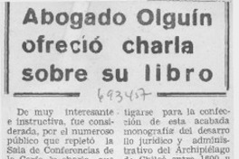 Abogado Olguín ofreció charla sobre su libro. Abogado Olguín ofreció charla sobre su libro.