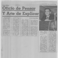 Oficio de pensar y arte de explicar