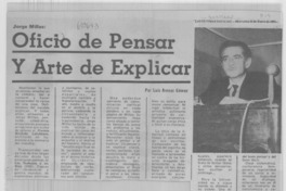 Oficio de pensar y arte de explicar