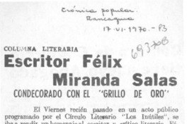 Escritor Félix Miranda Salas Escritor Félix Miranda Salas