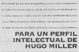 Para un perfil intelectual de Hugo Miller Para un perfil intelectual de Hugo Miller
