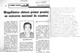 Magallánico obtuvo primer premio en concurso nacional de cuentos. Magallánico obtuvo primer premio en concurso nacional de cuentos.