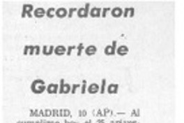 Recordaron muerte de Gabriela. Recordaron muerte de Gabriela.