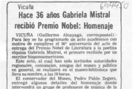 Hace 36 años Gabriela Mistral recibió premio novel: homenaje. Hace 36 años Gabriela Mistral recibió premio novel: homenaje.
