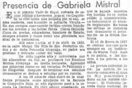 Presencia de Gabriela Mistral.
