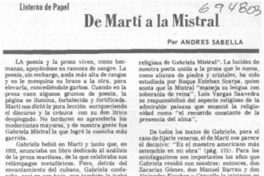 De Martí a la Mistral De Martí a la Mistral