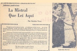 La Mistral que leí aquí La Mistral que leí aquí