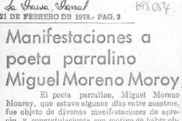 Manifestaciones a poeta parralino Miguel Moreno Monroy. Manifestaciones a poeta parralino Miguel Moreno Monroy.