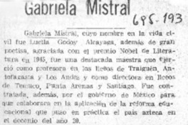 Gabriela Mistral. Gabriela Mistral.