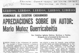 Apreciaciones sobre un autor: Mario Muñoz Guerricabeitía