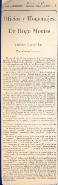 Oficios y homenajes, de Hugo Montes