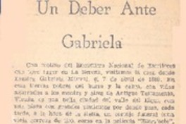 Un deber ante Gabriela