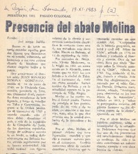 Presencia del Abate Molina| Presencia del Abate Molina|