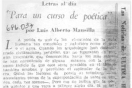 Para un curso de poética Para un curso de poética